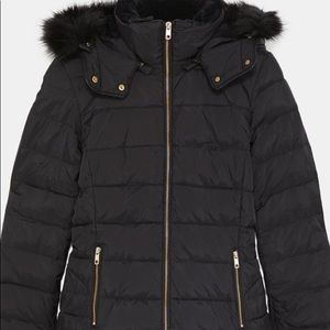 zara black winter jacket with detachable hood